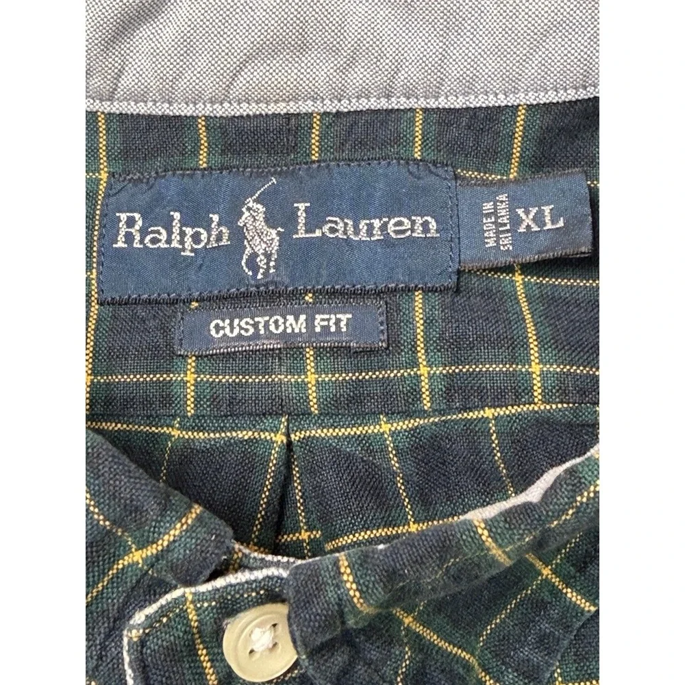 Polo Ralph Lauren Custom Fit Button Down Shirt‎ Mens XL Blue Yellow Long Sleeve